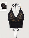 Women's Ethnic Style Textured Design Neck Vest