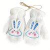 Women's Winter Mittens | Cute Rabbit Design Fleece Gloves | Pink Cotton Blend with Bunny Ears and Face | Plush Warmth for Cold Weather | Non-Stretch, Hand Washable | Cozy Outdoor Accessory