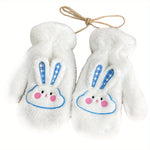 Women's Winter Mittens | Cute Rabbit Design Fleece Gloves | Pink Cotton Blend with Bunny Ears and Face | Plush Warmth for Cold Weather | Non-Stretch, Hand Washable | Cozy Outdoor Accessory