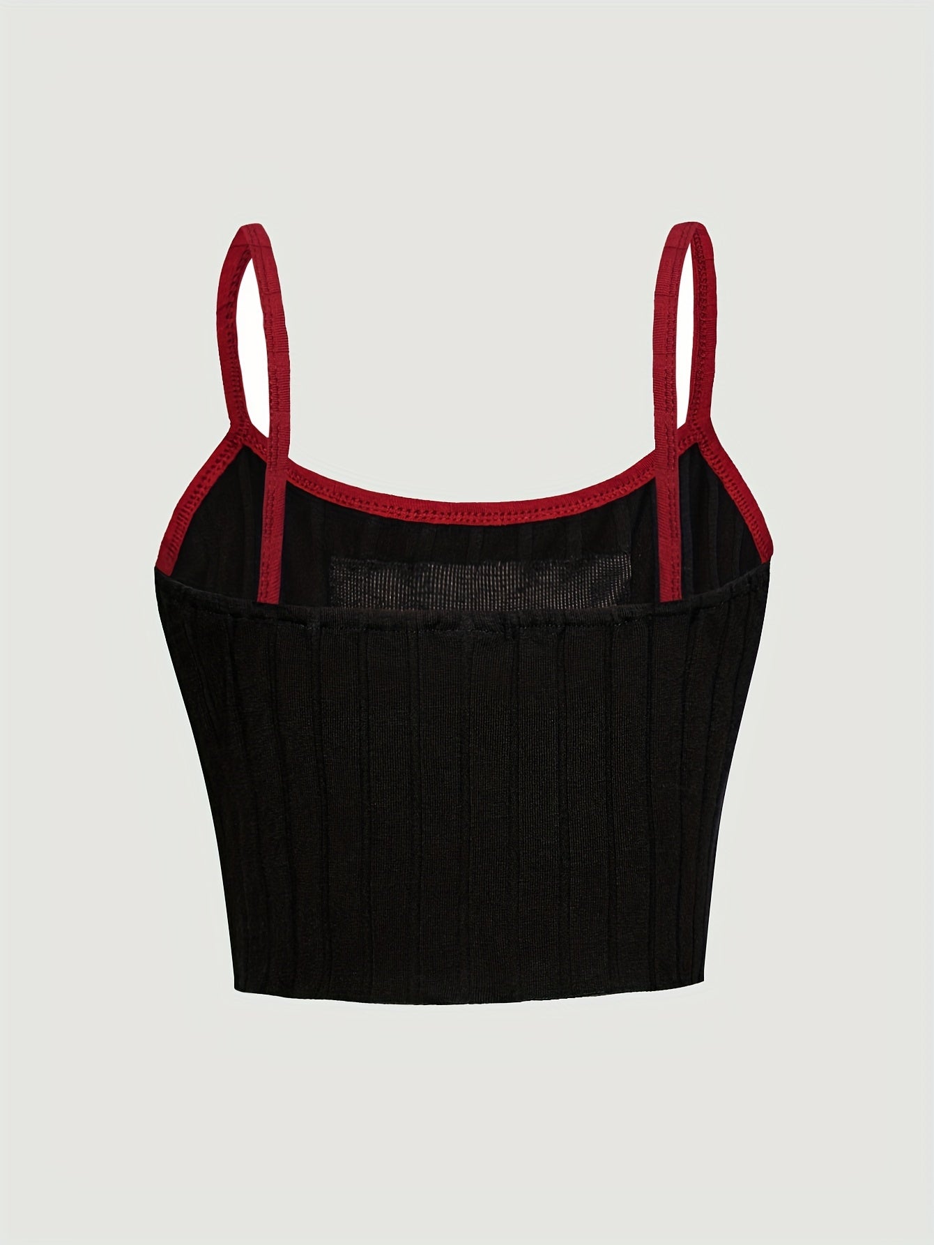 Girls' Butterfly Embroidered Ribbed Cami Top - Stretchy Cotton Blend, Machine Washable - Perfect for Spring/Summer