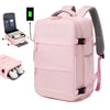Airlines Approved Women'S Travel Backpack with Shoe Compartment, Casual Laptop Bag, Adjustable Strap, Zipper Closure, Polyester Lining, Solid Color, USB Powered - Multi-Color Options