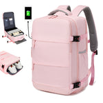 Airlines Approved Women'S Travel Backpack with Shoe Compartment, Casual Laptop Bag, Adjustable Strap, Zipper Closure, Polyester Lining, Solid Color, USB Powered - Multi-Color Options