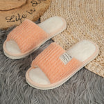 JB Brand Open-Toe Slippers for Women, Cozy Plush Home Footwear for Couples in Spring And Autumn.