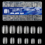 600pcs Soft Gel Nail Tips – Half Matte Clear Square Shape, Pre-Shaped Acrylic Extension Tips for Professional Manicures, Short Length Press-On Nail Art Kit