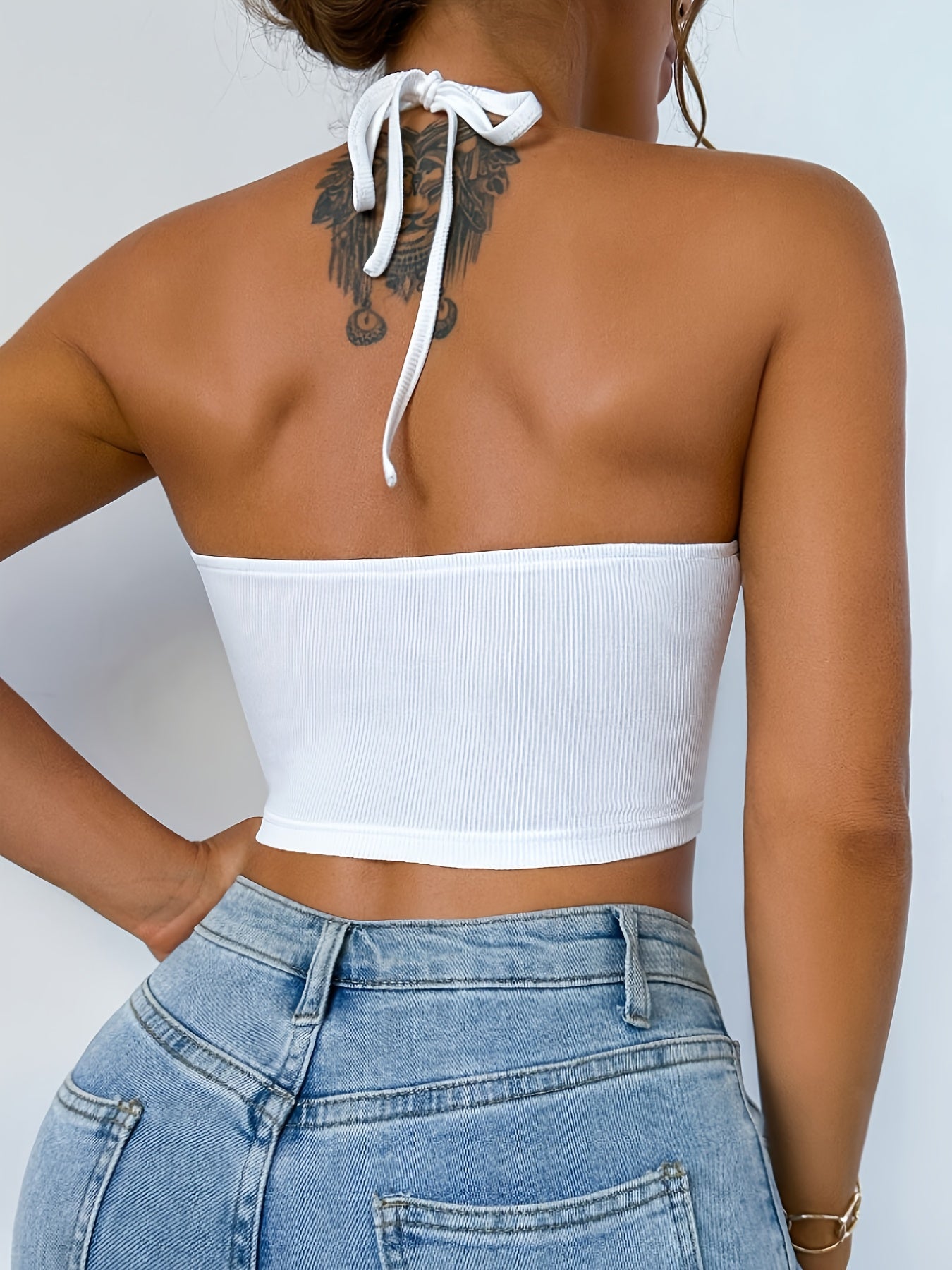 Ladies' Solid Color Backless Lace Sexy Tank Top