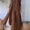 Casual and Fashionable Simple Solid Color with Draping Sensation Sleeveless V-Neck Cardigan with Long Sleeves and Extra Long Side Slits Knitted Cardigan with Elastic Waist and Wide Leg Trousers