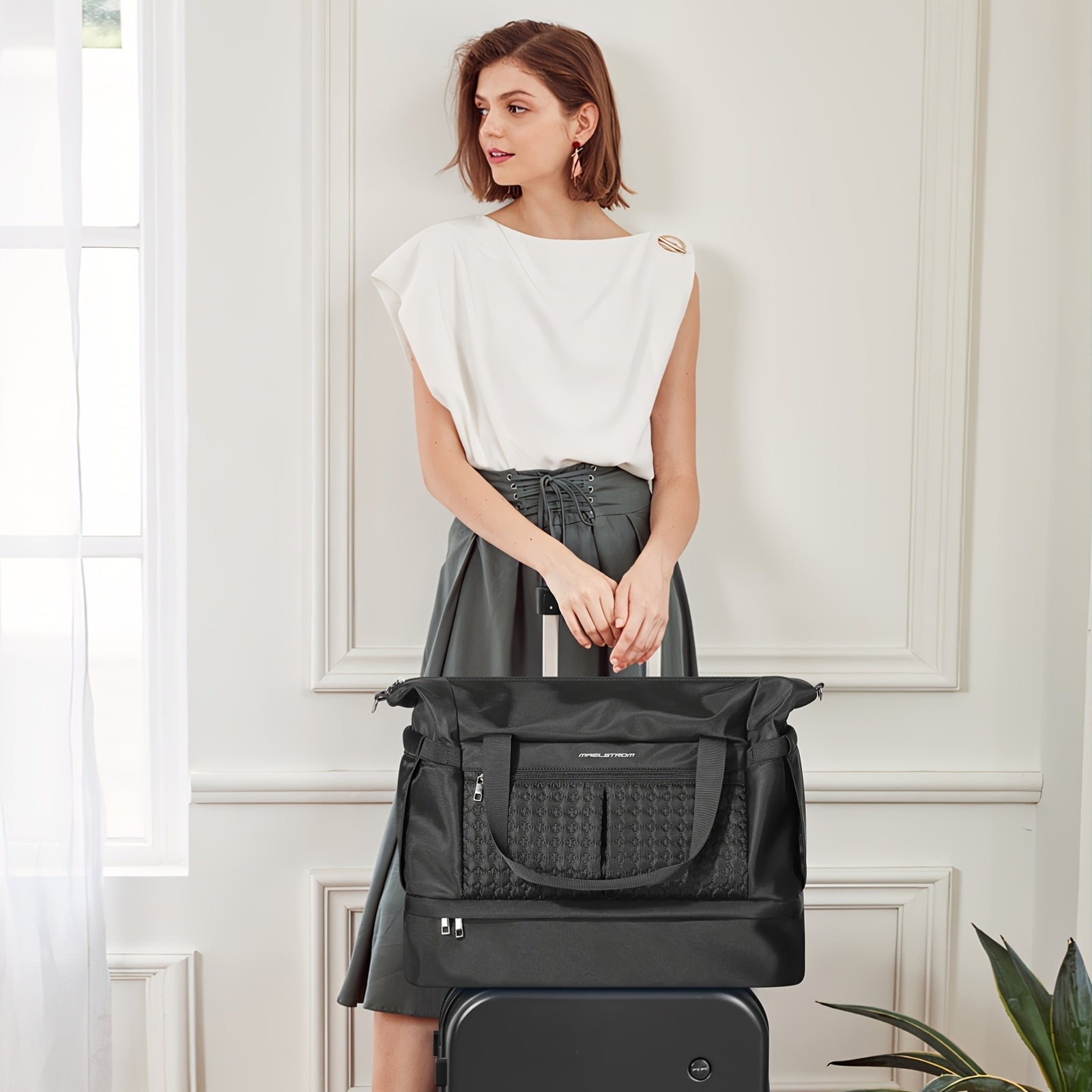 Luxury Large Capacity Duffle Bag, Women'S Gym Bag, 10.57gal Travel Luggage with Shoe Compartment And Wet Pocket, Waterproof Weekend Bag, Sports Tote for Swimming And Yoga.