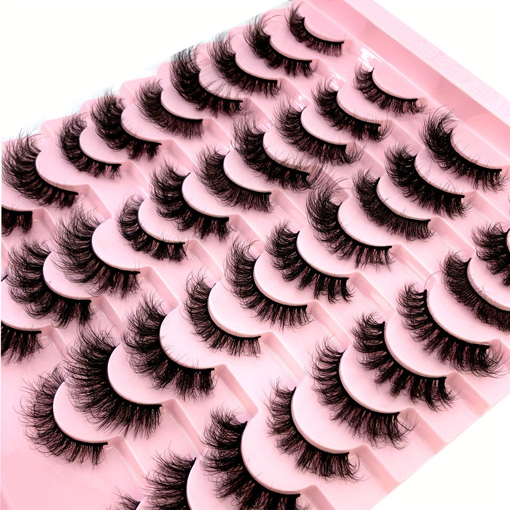 20 Pairs Handmade 3D Mink Eyelashes Set, Natural Fluffy Cat Eye Style, Reusable 0. 07mm Thickness, C/D Curl, 13-25mm Length, Beginner-Friendly False Lashes for Dramatic Makeup Looks