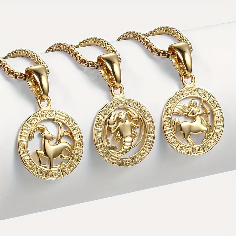 Women'S Men'S Pendant Necklaces 12 Horoscope Zodiac Sign Golden Aries Cancer Scorpio Aquarius Taurus Leo Gemini Virgo Libra Sagittarius Capricorn Pisces 12 Constellations Jewelry Gifts Perfect Birthday Christmas Valentine'S D