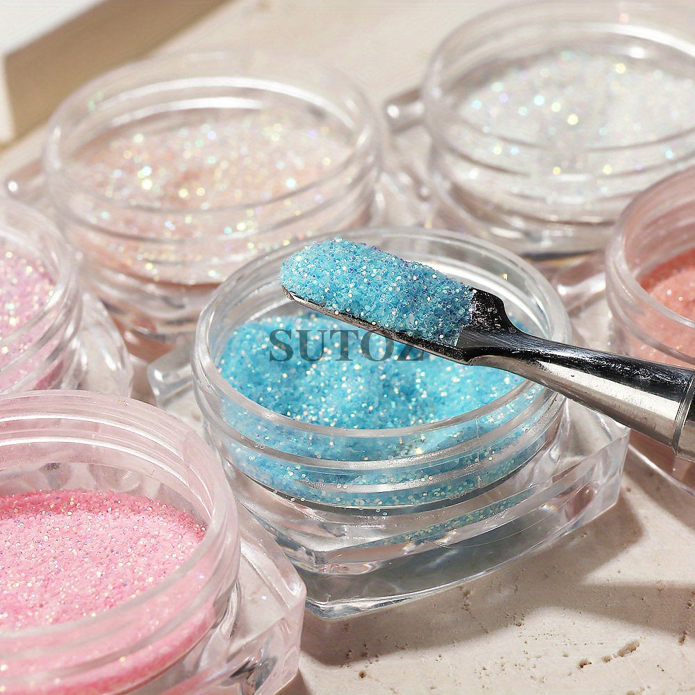 Glittery Rainbow Candy Nail Glitter Set - Ultra-Fine, Luminous Sugar Effect for Stunning Nail Art, Fragrance-Free, Ideal for Hands & Feet, Round Shape, Perfect for DIY Manicures, Nail Art Accessories
