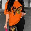 Butterfly Print Matching Two-piece Set, Casual Short Sleeve T-shirt & Skinny Shorts Outfits, Women's Clothing