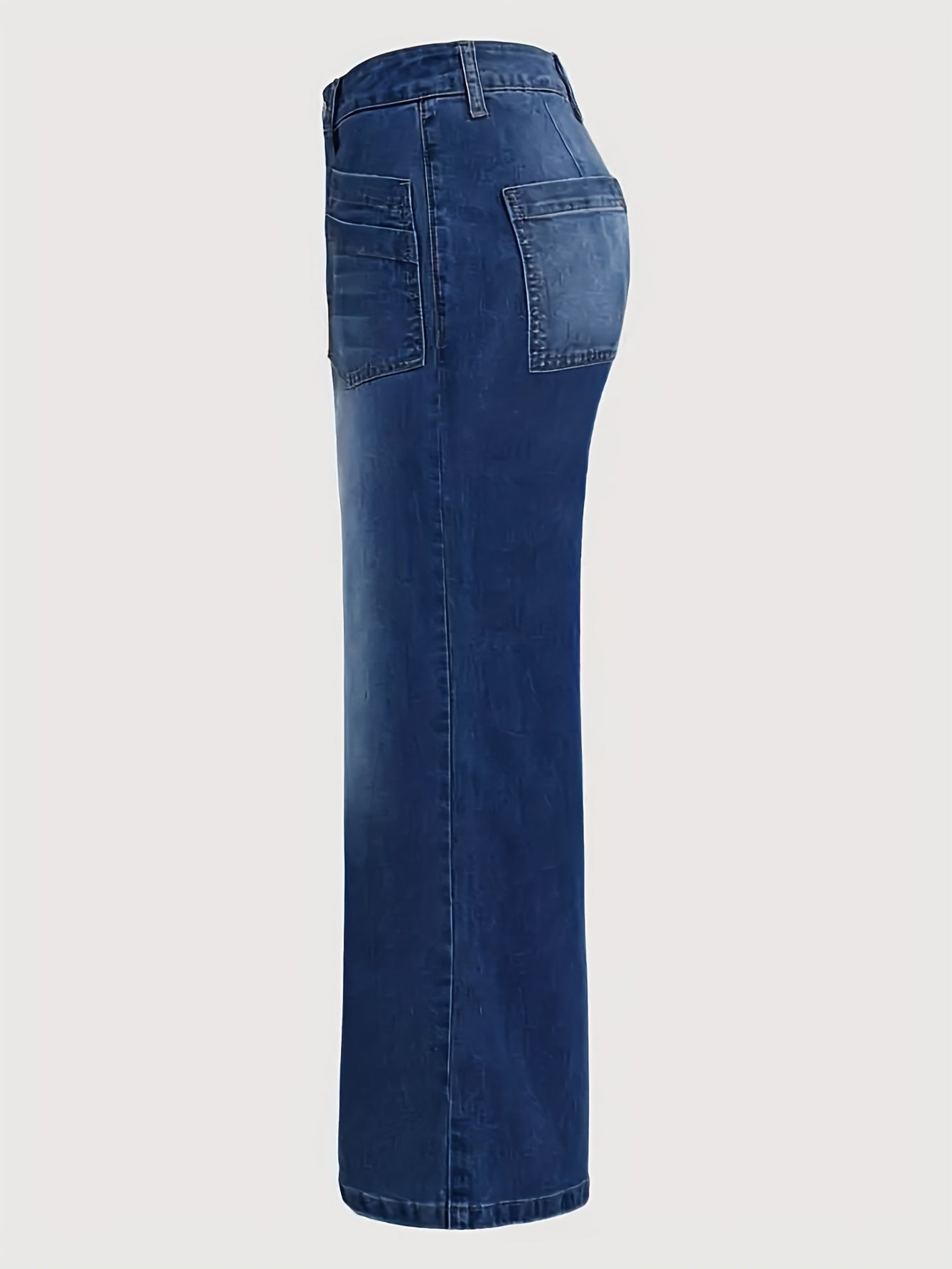 Women's Slimming Wide Leg Jeans Pants - European & American Style Casual Loose Fit with Multiple Pockets, Machine Washable Denim for Spring Summer Fall
