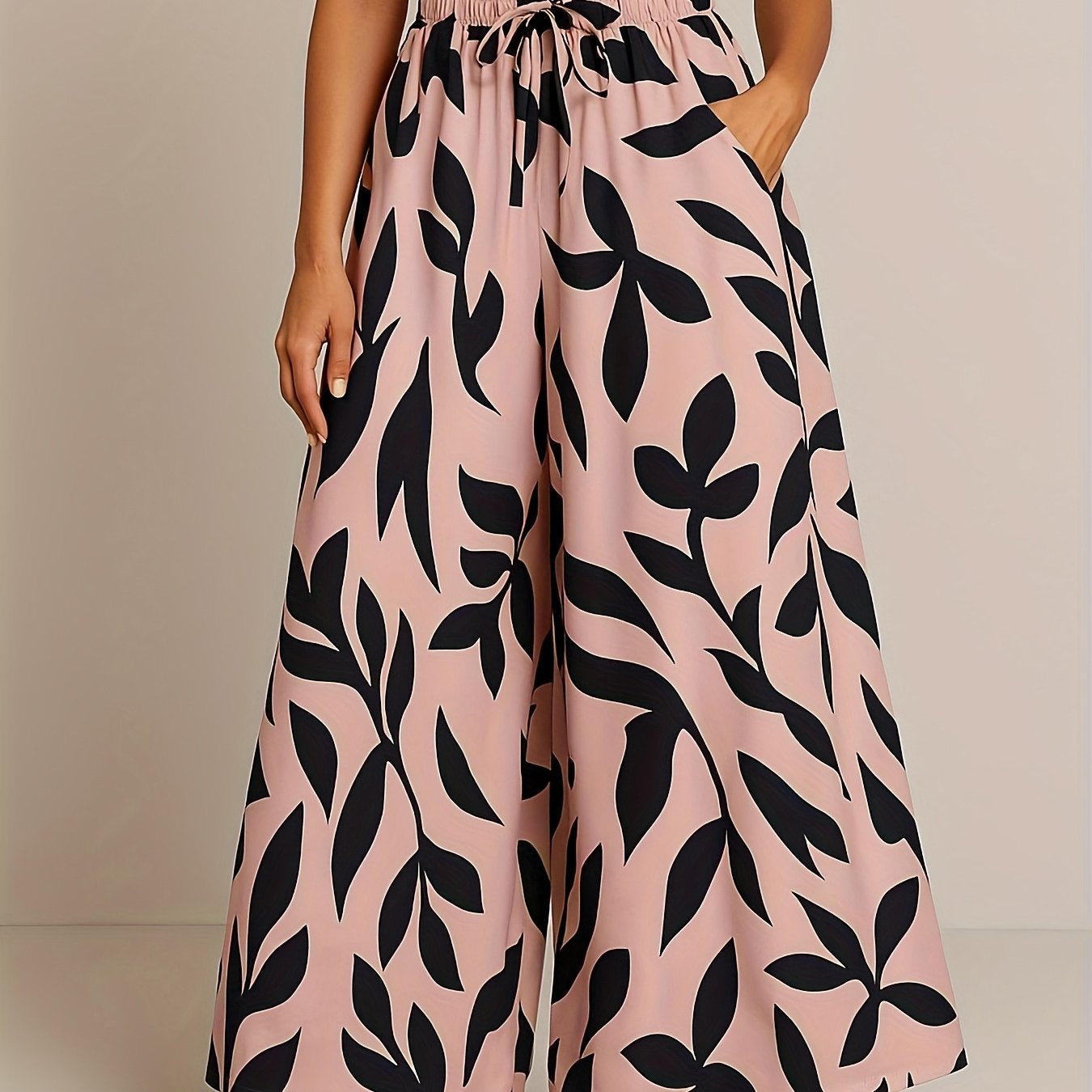 Women'S Skirt Pants Wide Leg Pants Elastic Waist Casual Wide Leg Pants With Pockets Trousers