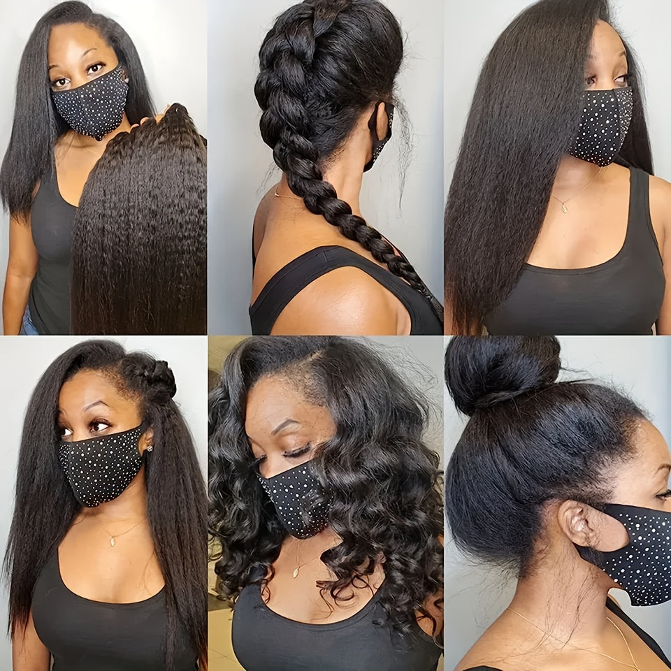 CLYDANX 200% Density Yaki Straight Glueless Lace Front Wig for - Pre-Plucked Ready-to-Wear Human Hair Wig with 13x4 Lace, No Glue Needed, Beginner-Friendly Natural Look
