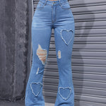 In 2024, The New Ripped Jeans Embroidered Patch Ladies' Fashion Stretch Jeans Advanced Sense Women'S Versatile Comfortable Denim Pants.