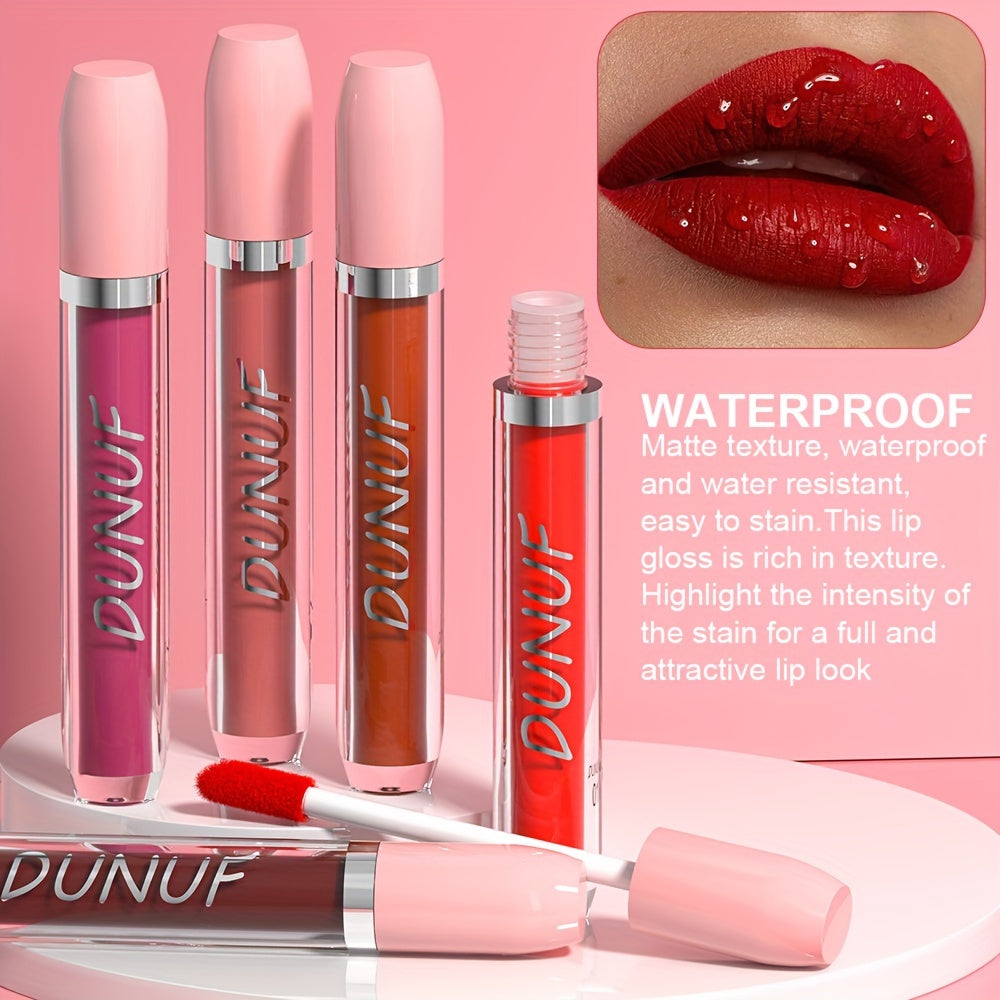 DUNUF 25pcs Matte Lipstick Set, Water-Resistant, Long-Lasting, Non-Fade, Non-Stick Cup, All Skin Types, Adult, Red & Mixed Tones, Matte Finish