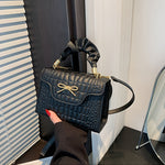 Vibrant Retro Crocodile Pattern Chic Shoulder Bag - Compact, Versatile, Fashionable, Everyday Wear with Bowknot Detail, Casual Street Style, and Chic Design - Perfect for Women's Daily Use