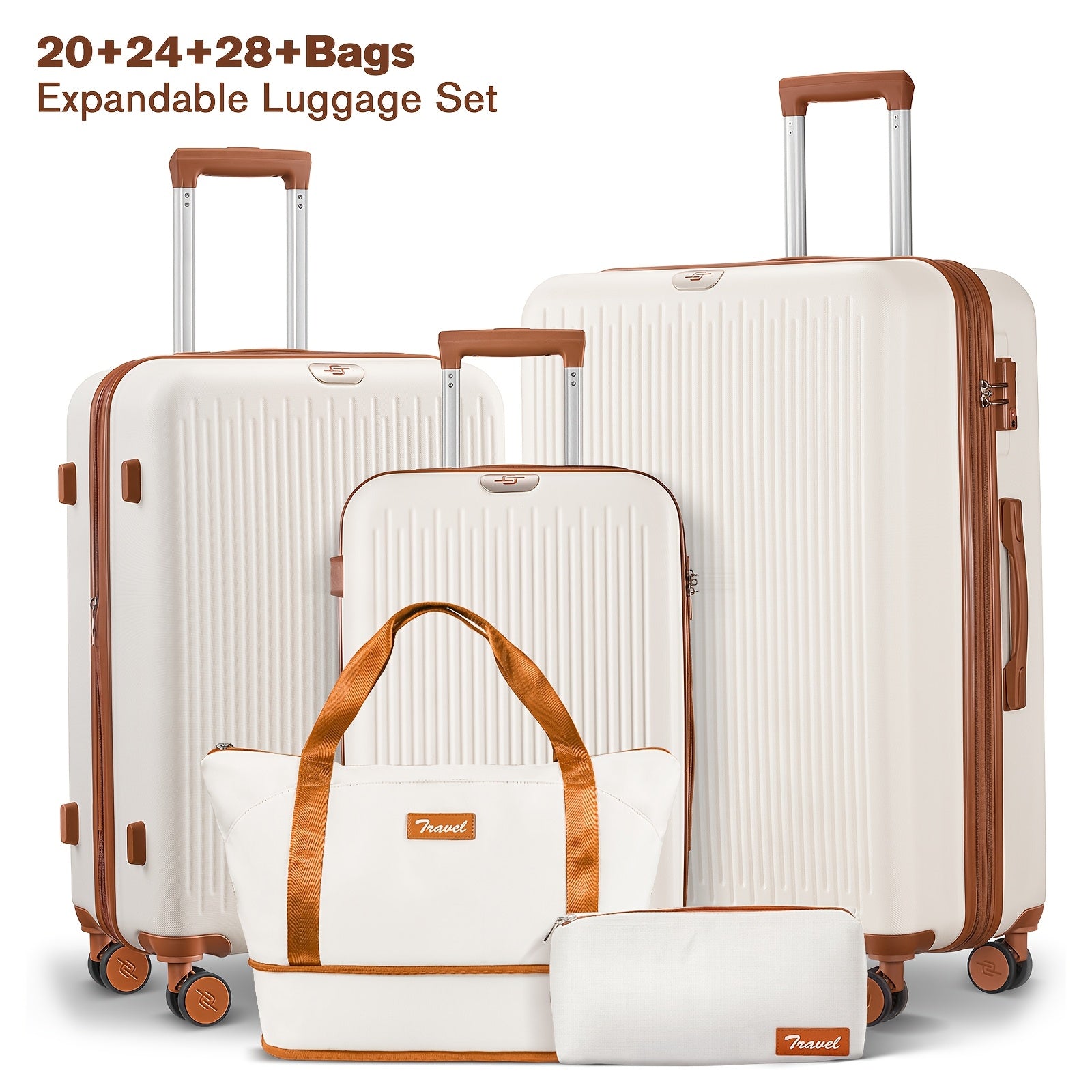 Luggage Suitcase Sets with Expandable Duffle Bags and Cosmetic Case Travel Set, Hardshell Lightweight Carry on and Checked Luggage with Spinner Wheels and TSA Lock
