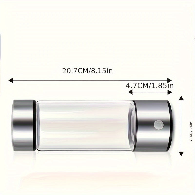 Portable USB Hydrogen Water Bottle & Ion Infuser - Glass Alkaline Antioxidant-Rich Water Generator for Travel, Home, Office - Enhances Flavor & Nutrient-Rich Hydration (Not for Purified Water), Antioxidant Water | Metallic Fi