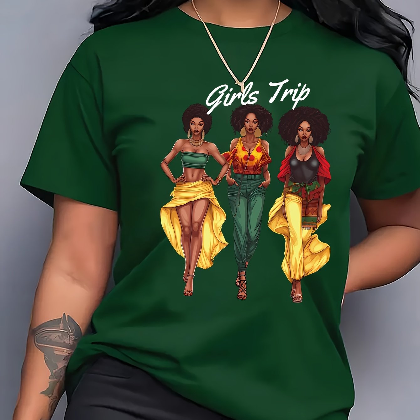 Women'S " Trip" Graphic T-Shirt - Casual Red Crew Neck Short Sleeve Top with Vibrant Floral Design, Perfect for Spring & Summer, Casual Wear|Vibrant Print|Comfortable Fit