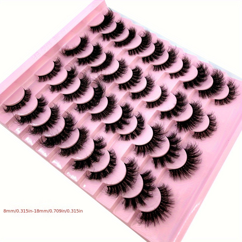 20 Pairs Handmade 3D Mink Eyelashes Set, Natural Fluffy Cat Eye Style, Reusable 0. 07mm Thickness, C/D Curl, 13-25mm Length, Beginner-Friendly False Lashes for Dramatic Makeup Looks