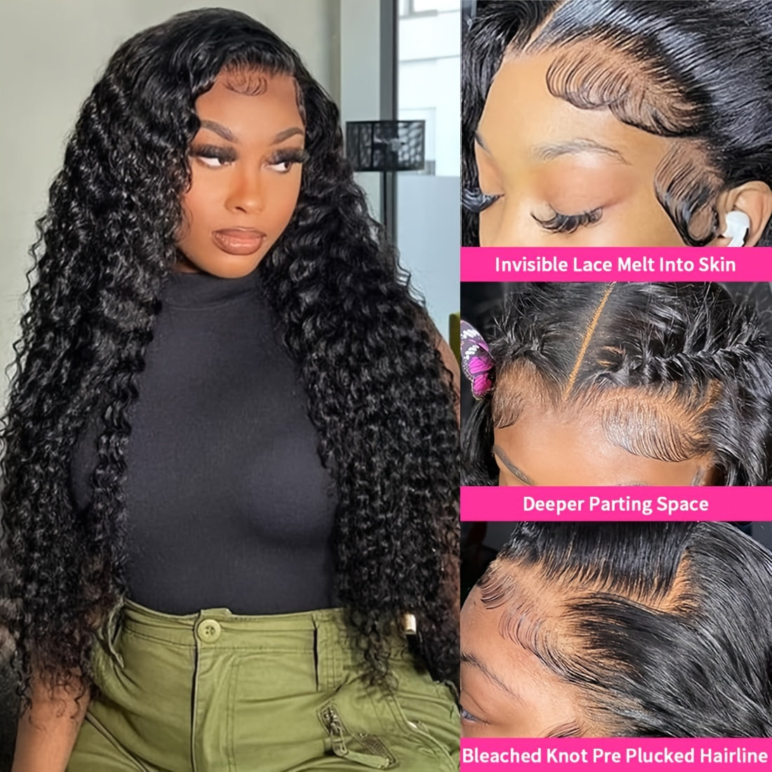 200% Density Deep Wave Lace Front Wigs Human Hair 13x4 HD Transparent Lace Frontal Human Hair Wigs For Women Lace Wig Pre Plucked With Baby Hair