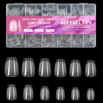 600pcs Soft Gel Nail Tips – Half Matte Clear Square Shape, Pre-Shaped Acrylic Extension Tips for Professional Manicures, Short Length Press-On Nail Art Kit