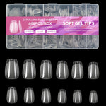 600pcs Soft Gel Nail Tips – Half Matte Clear Square Shape, Pre-Shaped Acrylic Extension Tips for Professional Manicures, Short Length Press-On Nail Art Kit