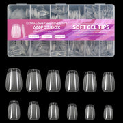 600pcs Soft Gel Nail Tips – Half Matte Clear Square Shape, Pre-Shaped Acrylic Extension Tips for Professional Manicures, Short Length Press-On Nail Art Kit
