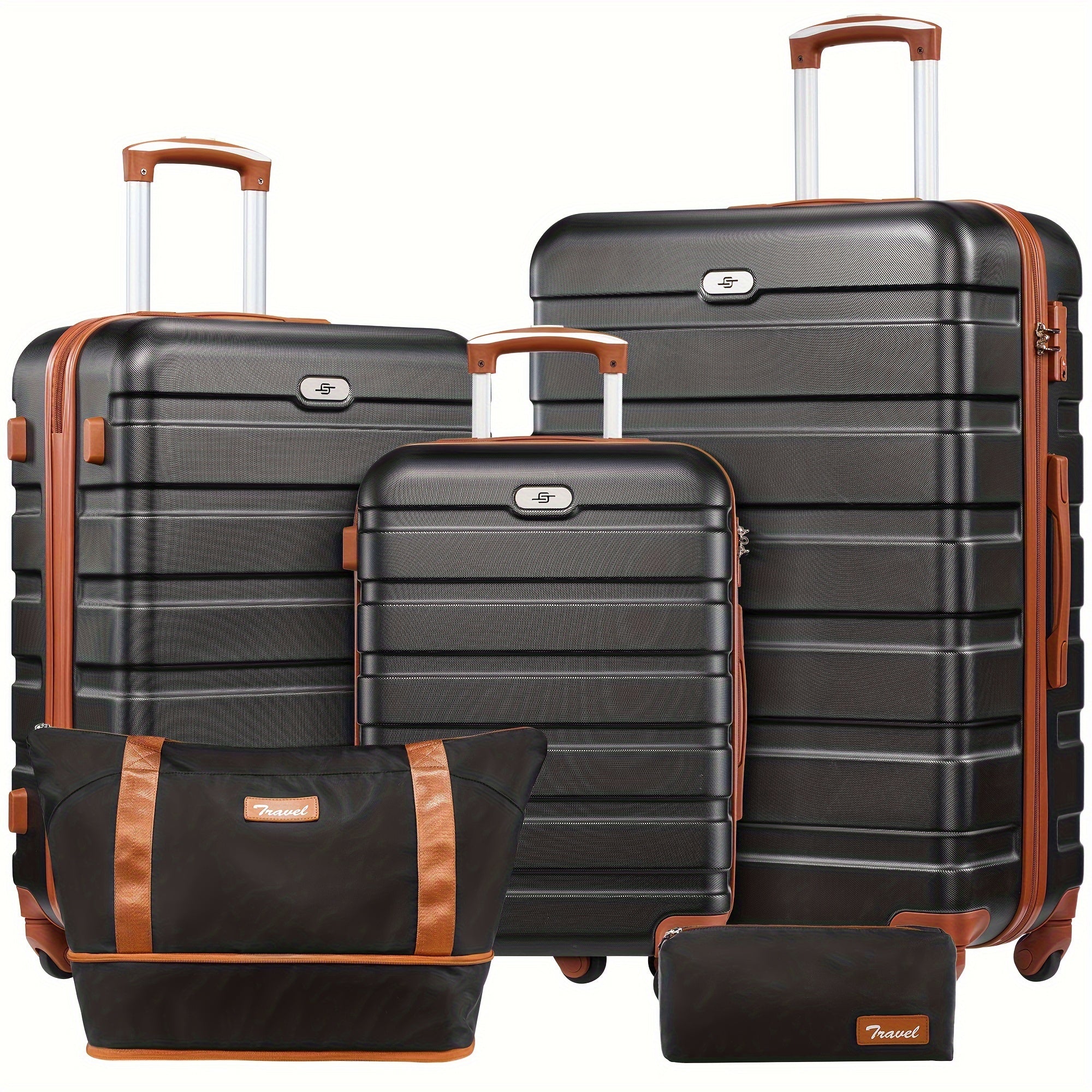 Luggage Suitcase Sets with Expandable Duffle Bags and Cosmetic Case Travel Set, Hardshell Lightweight Carry on and Checked Luggage with Spinner Wheels and TSA Lock