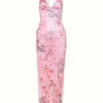 Vibrant Floral Print Mesh Babydoll Dress - Flowy Slip Style with Breathable Fabric, Delicate Butterfly Pattern, Backless Design, and Sultry Appeal - Exclusively for Women, Lingerie and Underwear Collection, Perfect for Everyd