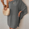 Allover Print Asymmetrical Dress, Casual Batwing Sleeve Chain Dress, Women's Clothing