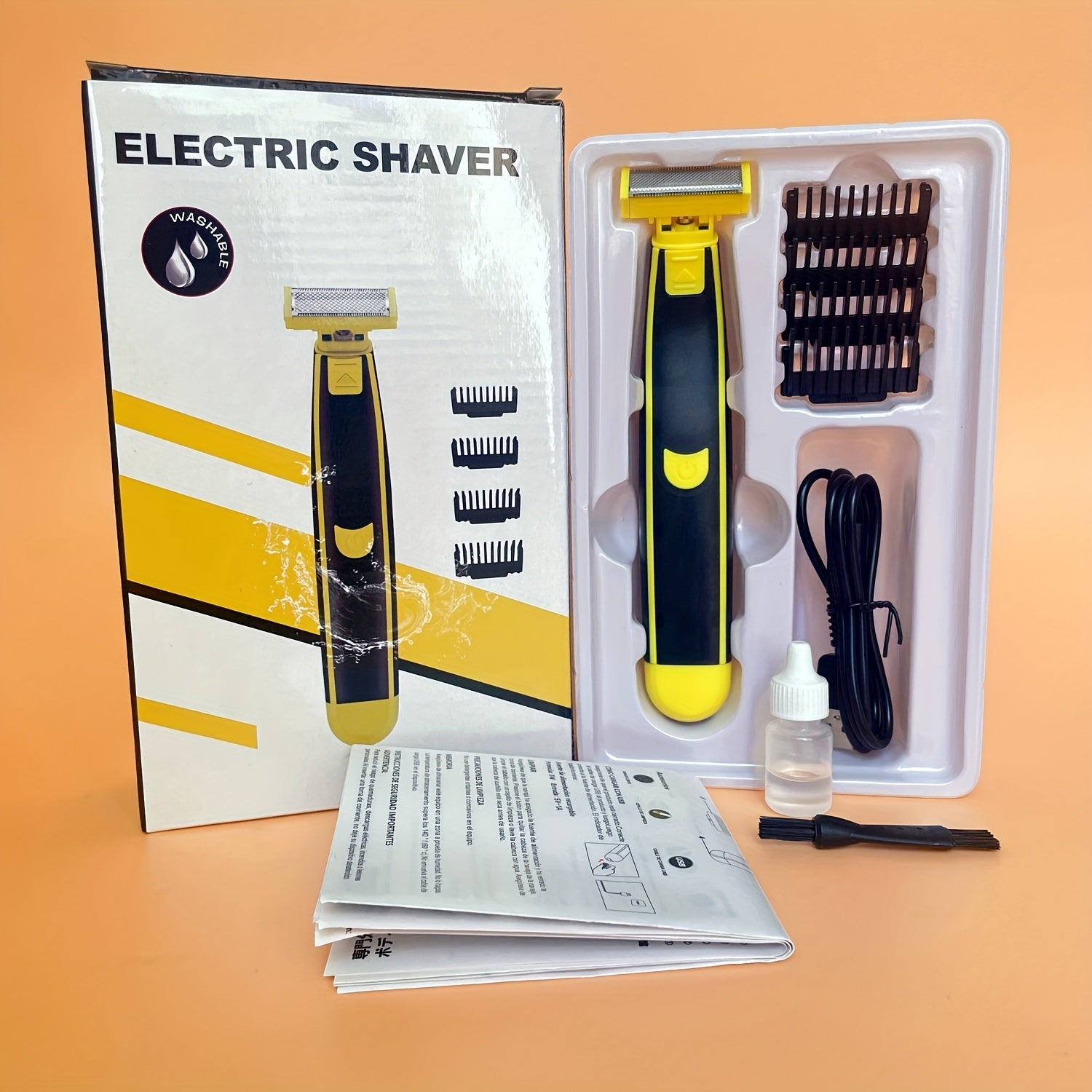 Men's beard electric shaver, USB charging, bikini body hair trimmer beauty set, floating blade, dry and wet dual-purpose, portable travel electric shaver, for dad, Father's Day gift for men