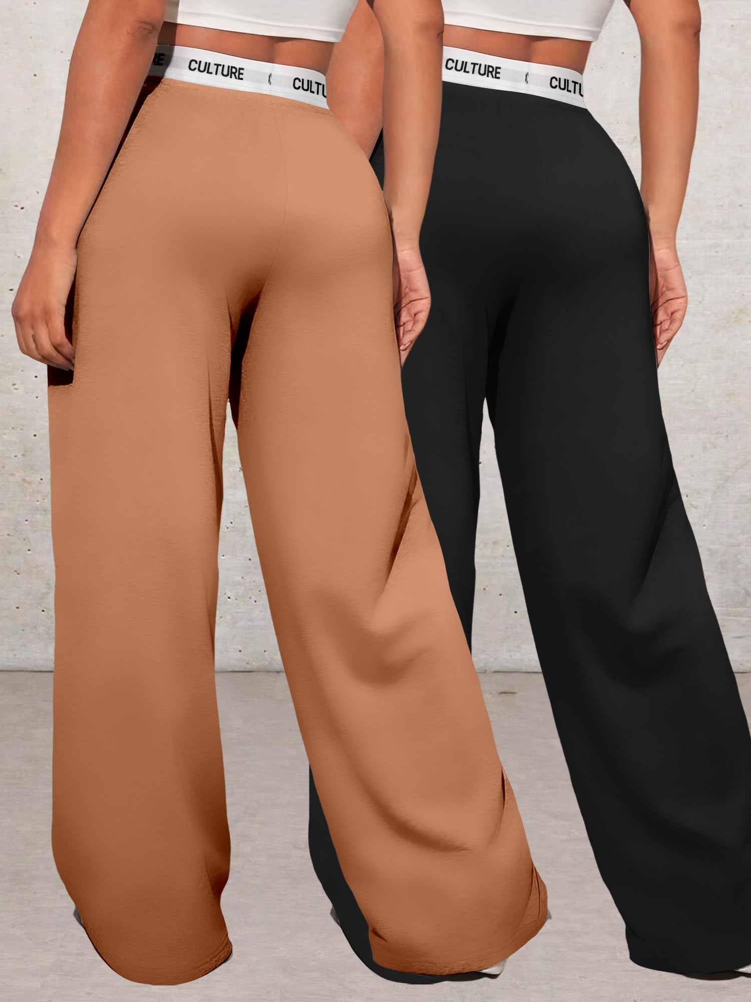 K6 Two-piece Women's Clothing Set with Geometric Pattern & Love Print Wide Leg Pants Loose Pocket Sweatpants Versatile High Waist Casual Long Pants