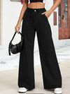 Women's Streetwear Cargo Pants - Elastic Waist Mid-Rise Wide Leg Relaxed Fit, Machine-Washable Denim with Multiple Pockets & Solid Color Design for Casual Casual Attire, Comfortable Fashion