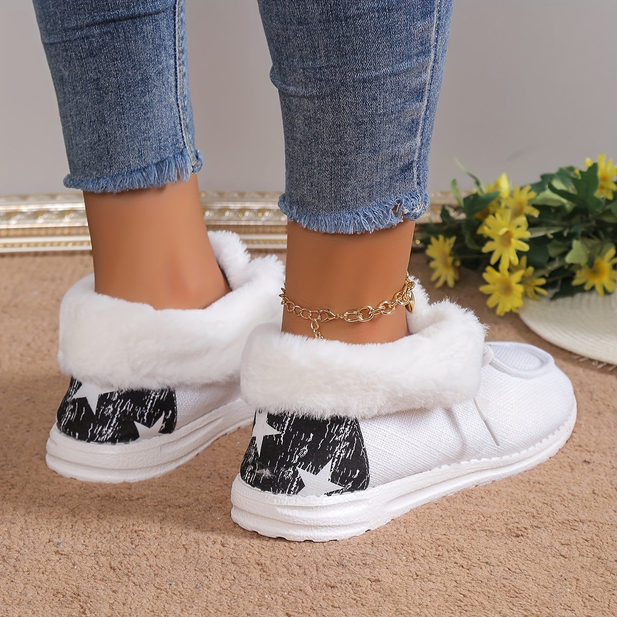 [Cozy Winter Boots] Warm & Cozy Women's Plush Lined Shoes - Thermal Winter Ankle Boots, Slip on Snow Boots