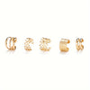 Set of 5 Elegant Hollow Leaf Ear Cuffs – Versatile Non-Pierced Clip-On Cuffs for Women – Lightweight Daily Fashion Jewelry