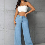 Women'S Low Rise Wide Leg Jeans Raw Hem Straight Baggy Denim Pants Casual Loose Boyfriend Mom Jean Trouser