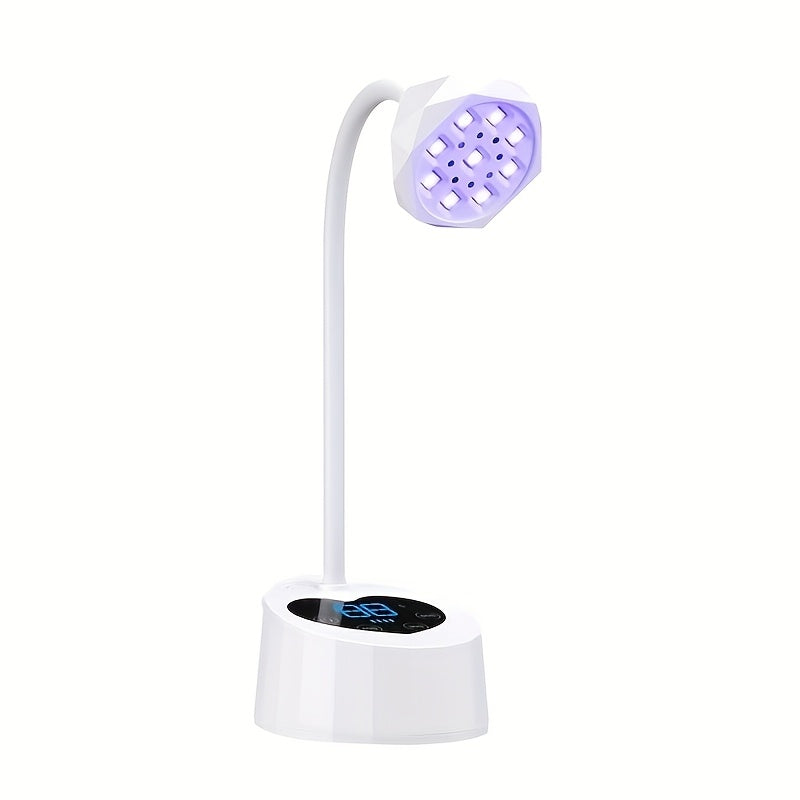 36W Portable UV LED Nail Lamp - Cordless Gel Polish Dryer with Auto Sensor, 3 Timer Settings, LCD Display & Rechargeable USB Battery for Home DIY Manicures, White