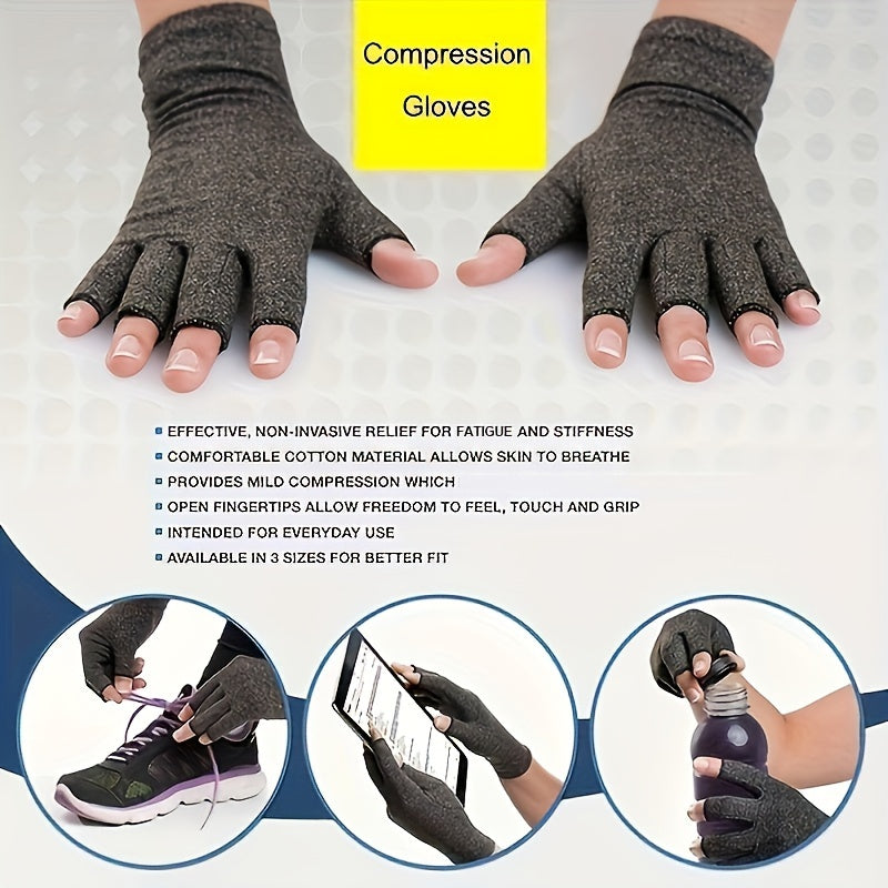 1Pair Fingerless Compression Gloves For Women & Men, Hand Joint Wraps, Sports Hand Support Thumb Gloves For Typing, Daily Work, Hand Care - Open Finger Fit