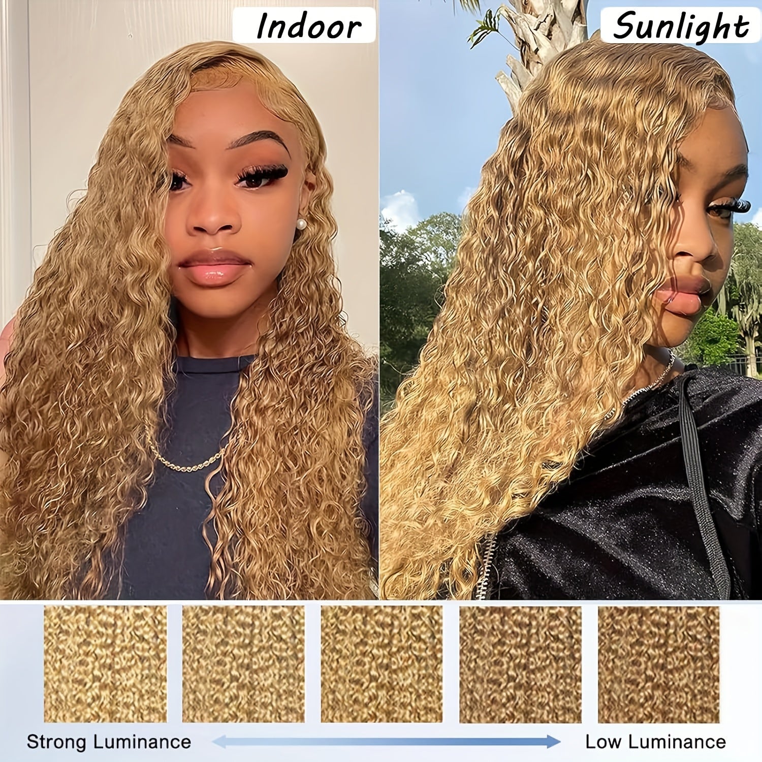 Elegant Deep Wave Lace Front Wig for Women - 13x6 HD Lace, Pre-Plucked & Glueless Human Hair, 180% Density, Blonde Curly Style, Natural Look, Full Coverage, Perfect for Everyday or Special Occasions