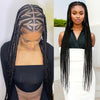 Heat Resistant Full Lace Grooved Heart Knotless Cornrow Braid Wig - 200% Density Straight Synthetic Hair for, Sporty Style & All Ethnicities, Protective Hairstyles | Highquality Synthetic