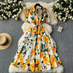 Elegant Women'S Floral Print Dress with Short Sleeves, Lapel Collar, and Cinched Waist - Romantic Rose Design, Perfect for Spring Outings, Garden Parties, and Casual Events, Garden Party Dress | Floral Print Dress | Stylish D