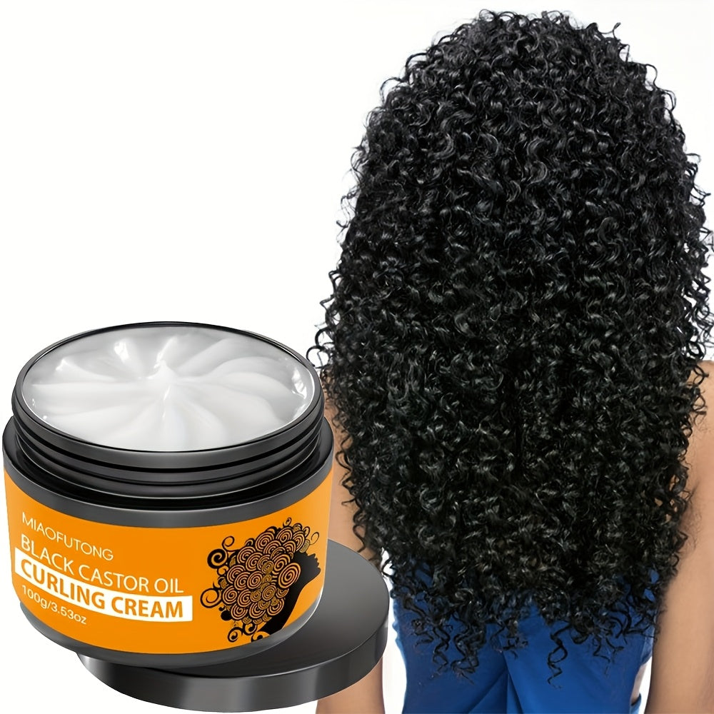 Black Castor Oil Curl Defining Cream - Long-lasting Control And Moisture For All Hair Types, Ideal For Dry And Curly Hair