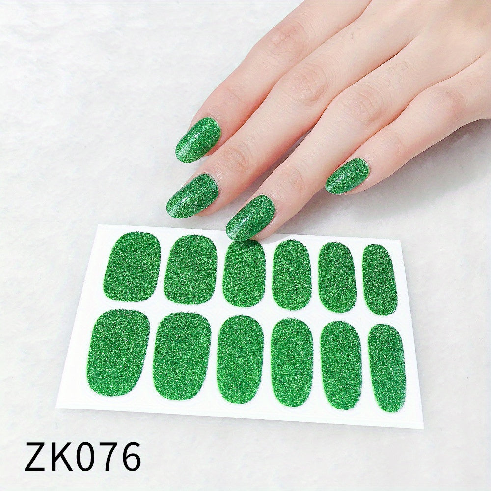 Glitter Nail Art Sticker Waterproof Full Stickers For Girls Women Sweet Cute DIY Nail Stickers Nail Accessories