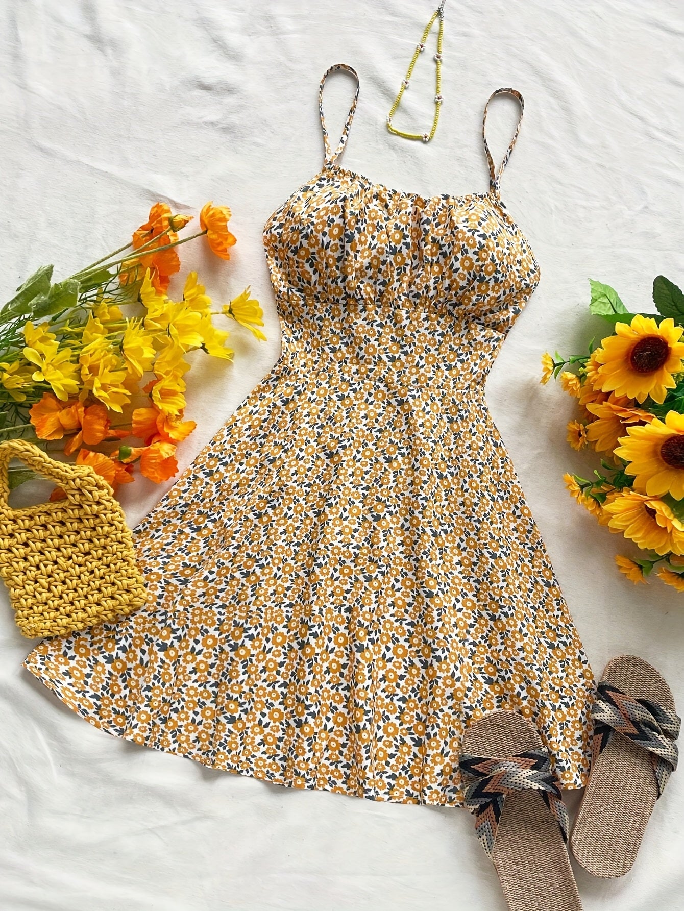 Sexy Floral Halter Suspender Mini Dress for Women - Backless with Bow Detail, Flared Silhouette, Polyester Blend, Perfect for Summer Vacations, Vacation Dress|Floral Halter Dress|Backless Dress