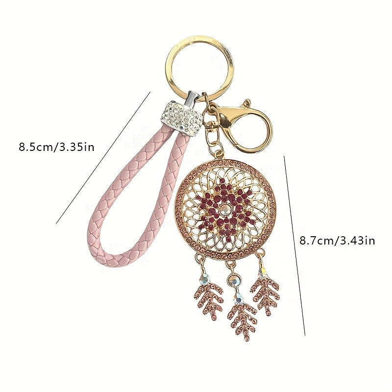 Elegant Rhinestone Dreamcatcher Keychain - Durable Alloy with Lobster Clasp, Perfect for Women'S Handbags & Car Accessories, Birthday Gift Idea, Car Keychain | Elegant Keychain | Rhinestone Embellishments, Keychain for Purse