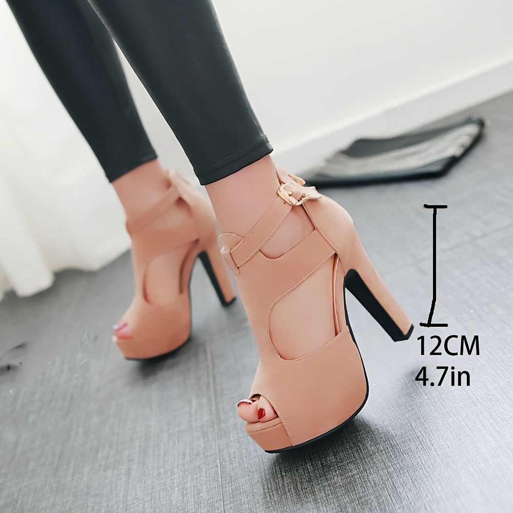 Elegant Peach Platform High Heels for Women - Breathable Summer Stiletto Sandals with Open Toe Design, Ankle Strap, and Faux Cover Interior - Ideal for Work & Casual Wear, Stiletto Heels