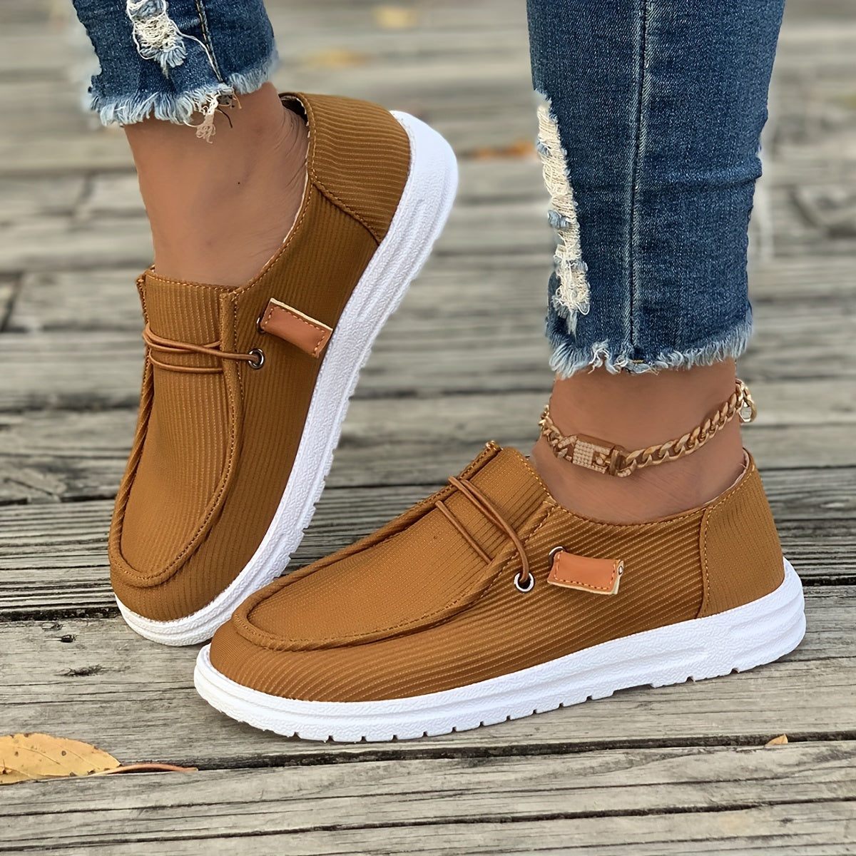 Women’s Casual Slip-On Skateboard Sneakers – Non-Slip TPU Sole, Breathable Fabric Upper & Insole, All-Season Comfort | Solid Color Streetwear Shoes