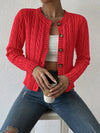 Mesh detail cable knit cardigan sweater